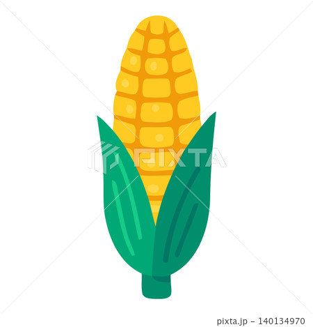 Yellow corn illustration in flat vector style for food packaging and branding Yellow corn illustration in flat vector style for food packaging and branding 140134970