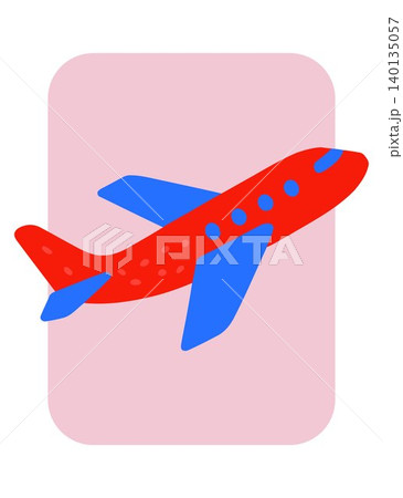 Red airplane flat vector illustration on pink background for travel and transportation 140135057