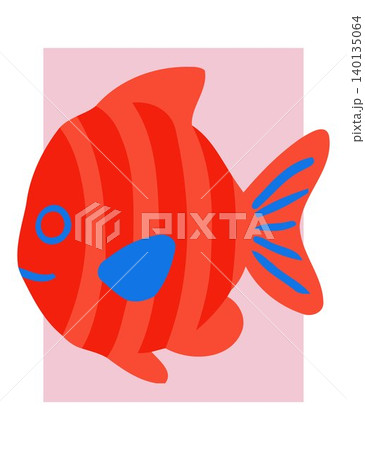 Red fish flat vector illustration on pink background for aquatic animal design 140135064