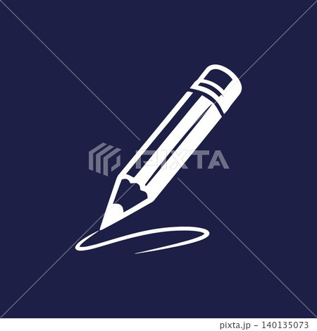 Pencil icon in white flat vector style for editorial and design 140135073