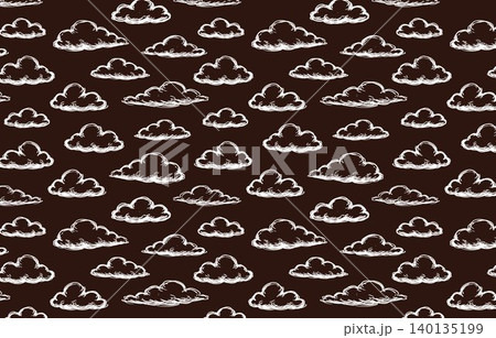 White cloud seamless repeat pattern on brown background for textile print and wrapping paper 140135199