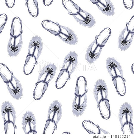 T-strap sandal tossed repeat pattern in hand-drawn line art style for textile print and fabric T-strap sandal tossed repeat pattern in hand-drawn line art style for textile print and fabric 140135214