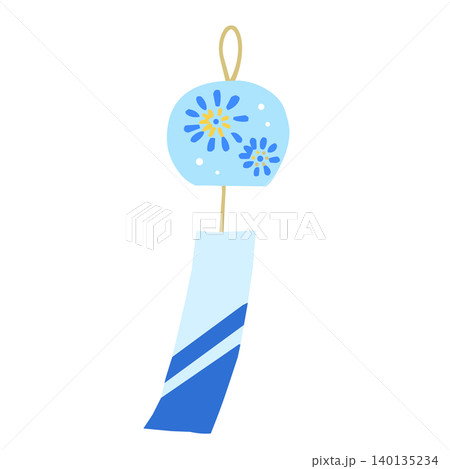 シンプルフラットな風鈴のイラスト 初夏、夏休みなど シンプルフラットな風鈴のイラスト 初夏、夏休みなど 140135234