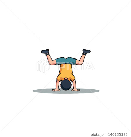 A delightful cartoon illustration depicts a young boy in a handstand. The image creates a sense of playful energy, celebrating childhood fitness and the spirit of a learner. This artwork evokes A delightful cartoon illustration depicts a young boy in a handstand. The image creates a sense of playful energy, celebrating childhood fitness and the spirit of a learner. This artwork evokes 140135383