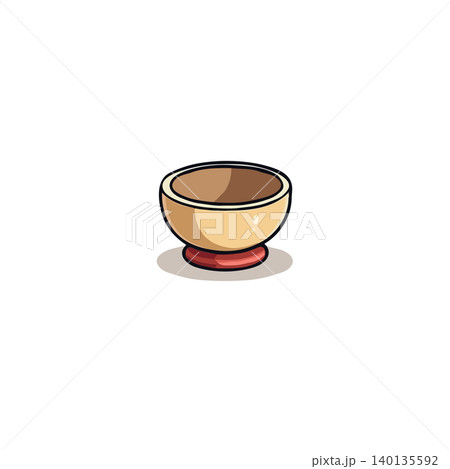 A simple and elegant illustration presents an earthenware bowl set upon a pedestal, rendered in soft, muted colors. This stylized artwork, isolated on a white background, captures a sense of crafted A simple and elegant illustration presents an earthenware bowl set upon a pedestal, rendered in soft, muted colors. This stylized artwork, isolated on a white background, captures a sense of crafted 140135592