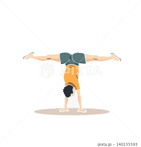 This image depicts a person expertly executing a handstand, showcasing balance, control, and physical prowess. The focused individual demonstrates dedication to fitness and the art of acrobatics, 140135593