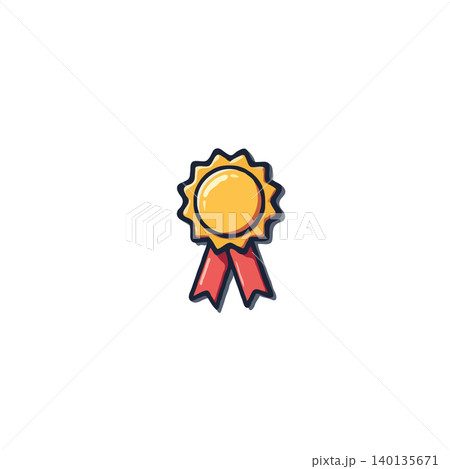 A minimalist illustration of a gold medal, complete with red ribbons, against a clean white backdrop. This graphic element symbolizes achievement, recognition, and high-quality performance. A minimalist illustration of a gold medal, complete with red ribbons, against a clean white backdrop. This graphic element symbolizes achievement, recognition, and high-quality performance. 140135671