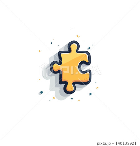 A golden cartoon jigsaw puzzle piece sits isolated on a white background, casting a soft shadow. This detailed graphic suggests problem-solving, business strategy, and the importance of connection A golden cartoon jigsaw puzzle piece sits isolated on a white background, casting a soft shadow. This detailed graphic suggests problem-solving, business strategy, and the importance of connection 140135921
