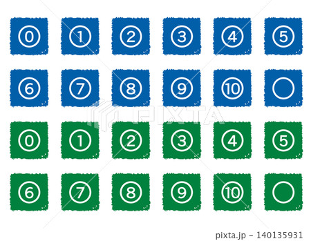 CTAボタン セット21（筆/夏色数字） 四角 140135931