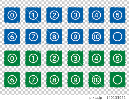 CTAボタン セット21（筆/夏色数字） 四角 140135931