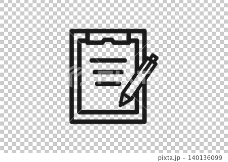 Binder, paper, and pen (completed icon) 140136099