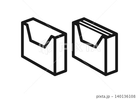 ファイルフォルダ ケース 書類入りの線画アイコン2種 2 140136108