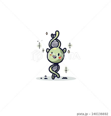 A charming illustration showcases a playful depiction of DNA as a cute cartoon character. This visual brings the complex world of genetics to life in an accessible way, making it a captivating tool A charming illustration showcases a playful depiction of DNA as a cute cartoon character. This visual brings the complex world of genetics to life in an accessible way, making it a captivating tool 140136692