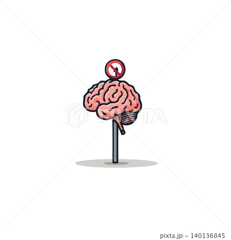 A playful illustration depicting a brain supported by a rod, capped with a clock showing no entry, symbolizes protecting mental well-being. It's a creative concept that signifies the importance of A playful illustration depicting a brain supported by a rod, capped with a clock showing no entry, symbolizes protecting mental well-being. It's a creative concept that signifies the importance of 140136845