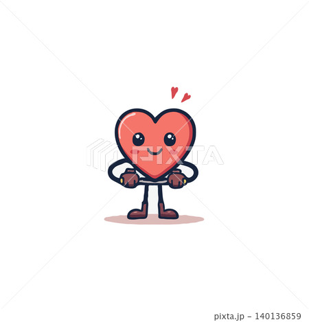 This image showcases an adorable animated heart character, exuding happiness and love. It features a charming smile, tiny hearts floating above and expressive arms and legs. This delightful This image showcases an adorable animated heart character, exuding happiness and love. It features a charming smile, tiny hearts floating above and expressive arms and legs. This delightful 140136859