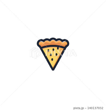 A whimsically styled, cleanly designed illustration presents a single slice of fruit pie against a stark white backdrop. The triangle shaped graphic has a dark outline, suggesting both digital A whimsically styled, cleanly designed illustration presents a single slice of fruit pie against a stark white backdrop. The triangle shaped graphic has a dark outline, suggesting both digital 140137032