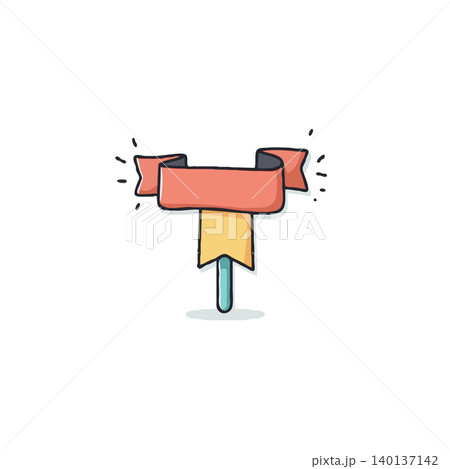 A charming hand-drawn illustration features a ribbon and banner emblem. Perfect for adding a playful and creative touch to designs. It is suitable for various projects, invitations, announcements, A charming hand-drawn illustration features a ribbon and banner emblem. Perfect for adding a playful and creative touch to designs. It is suitable for various projects, invitations, announcements, 140137142
