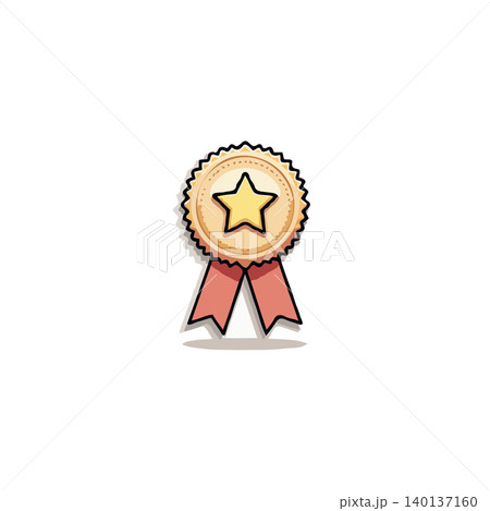 An illustration showcases a golden star award with a stylized ribbon. The design captures themes of achievement, recognition, and symbolic victory. Against a plain background, it is ideal for An illustration showcases a golden star award with a stylized ribbon. The design captures themes of achievement, recognition, and symbolic victory. Against a plain background, it is ideal for 140137160