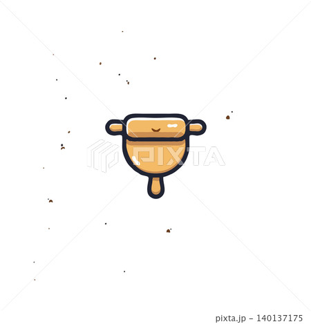 A charming cartoon illustration showcases a cute rolling pin character with a cheerful smile, creating a fun and inviting image perfect for baking-related content. It evokes a sense of joy and 140137175