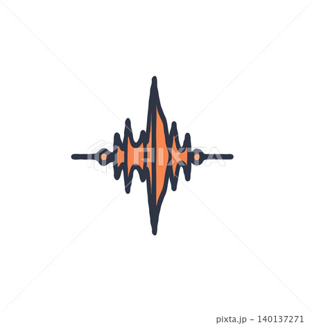 An abstract waveform illustration depicting audio representation. This image captures signal processing technology with data visualization that could be used for scientific analysis, sound 140137271