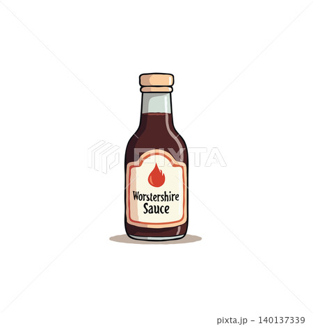 This illustration features a bottle of worcestershire sauce, a culinary staple for enhancing dishes with its savory and complex flavour profile. Perfect for representing cooking, gastronomy, and the This illustration features a bottle of worcestershire sauce, a culinary staple for enhancing dishes with its savory and complex flavour profile. Perfect for representing cooking, gastronomy, and the 140137339