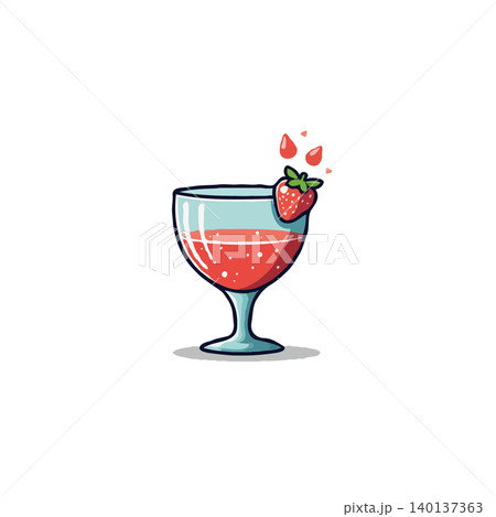 A delightful illustration featuring a refreshing strawberry beverage in a glass. The vibrant red color and fresh strawberry garnish evoke feelings of summer, sweetness, and healthy indulgence. A delightful illustration featuring a refreshing strawberry beverage in a glass. The vibrant red color and fresh strawberry garnish evoke feelings of summer, sweetness, and healthy indulgence. 140137363