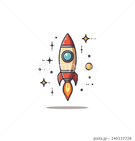 A delightful illustration of a rocket poised for an interstellar journey, surrounded by sparkling stars and cosmic dust. This image evokes feelings of aspiration, technological advancement, and the A delightful illustration of a rocket poised for an interstellar journey, surrounded by sparkling stars and cosmic dust. This image evokes feelings of aspiration, technological advancement, and the 140137726