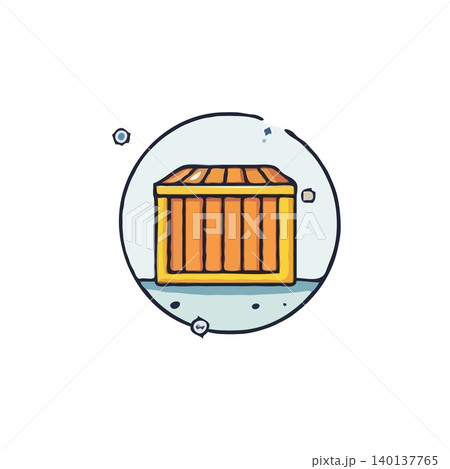 A delightful cartoon crate illustration, perfect for commercial use, isolated and set within a circular frame. This playful design encapsulates storage, delivery, and logistical concepts with A delightful cartoon crate illustration, perfect for commercial use, isolated and set within a circular frame. This playful design encapsulates storage, delivery, and logistical concepts with 140137765