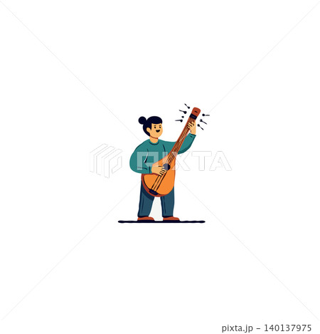 An illustrated character gracefully plays a mandolin, creating a delightful atmosphere filled with music. This whimsical scene showcases the joy and artistry of musical performance, evoking feelings An illustrated character gracefully plays a mandolin, creating a delightful atmosphere filled with music. This whimsical scene showcases the joy and artistry of musical performance, evoking feelings 140137975