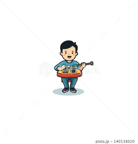 Captivating illustration showcasing a young boy enthusiastically playing a creatively designed instrument. This artwork evokes feelings of childhood joy, creative learning, and the excitement of Captivating illustration showcasing a young boy enthusiastically playing a creatively designed instrument. This artwork evokes feelings of childhood joy, creative learning, and the excitement of 140138020
