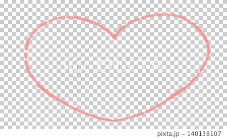 粉紅色蠟筆風格心型輪廓插畫素材 140138107