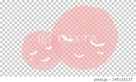 ピンクカラーの寄り添う丸いキャラクターのイラスト素材 140138137