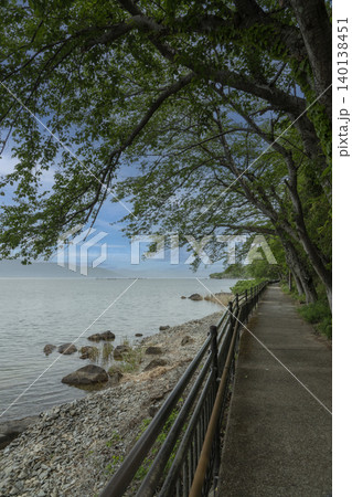春を迎えた沖島の西側湖岸沿いの風景 春を迎えた沖島の西側湖岸沿いの風景 140138451
