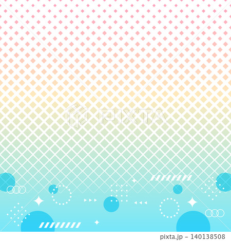 ポップなデザインのフレーム、円形のオブジェクト、菱形のハーフトーン、正方形サイズ ポップなデザインのフレーム、円形のオブジェクト、菱形のハーフトーン、正方形サイズ 140138508