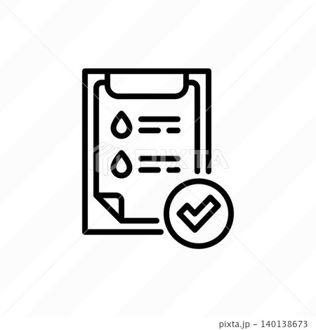 Good blood test results thin line icon. Clipboard with normal indicators, check mark and medical report vector illustration. Health checkup 140138673