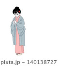 冬に手を温める着物女性　寒い日の和風イメージ 140138727