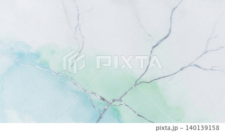 白い和紙に水色の水彩と銀の金継ぎ風ラインが涼しげな和風背景 140139158