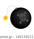 Isometric bomb with a lit fuse ready to explode. Isolated cartoon vector on white background top view 140139221
