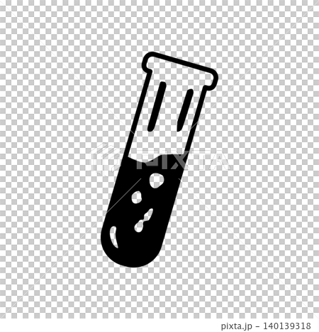 Single medical test tube containing a blood fluid sample for analysis. 140139318