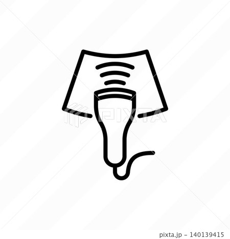 Ultrasound thin line icon. Medical equipment for health diagnostic. Modern vector illustration for laboratory service. Ultrasound thin line icon. Medical equipment for health diagnostic. Modern vector illustration for laboratory service. 140139415