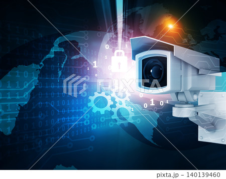 CCTV camera on technology background CCTV camera on technology background 140139460