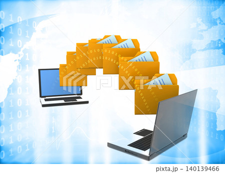 Two laptops transferred documents. Data, File, Folders with paper files 140139466