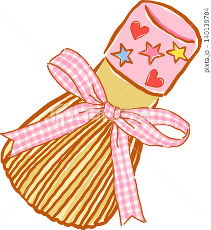 Whimsy Matcha Whisk with Pink Gingham Ribbon Bow Doodle Hand Drawn Whimsy Matcha Whisk with Pink Gingham Ribbon Bow Doodle Hand Drawn 140139704