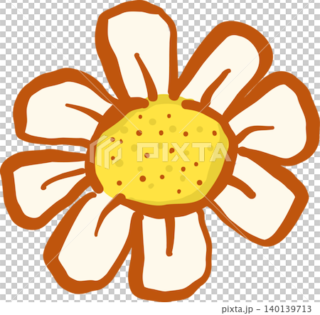Whimsical White Daisy Flower Hand Drawn Doodle Whimsical White Daisy Flower Hand Drawn Doodle 140139713