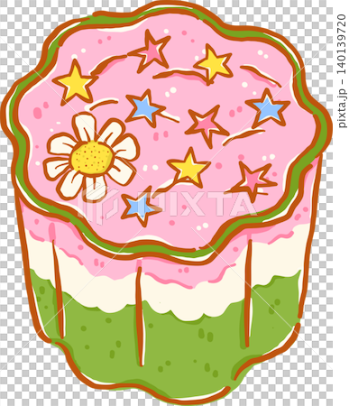 Whimsy Matcha Strawberry Latte with Sprinkles Doodle Hand Drawn Whimsy Matcha Strawberry Latte with Sprinkles Doodle Hand Drawn 140139720