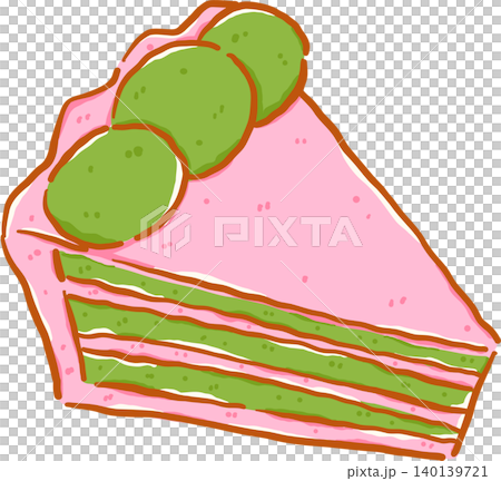 Cute Matcha Strawberry Layer Cake Slice Doodle Hand Drawn Cute Matcha Strawberry Layer Cake Slice Doodle Hand Drawn 140139721