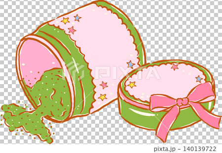 Whimsy Spilled Matcha Powder Tin Box Doodle Hand Drawn 140139722