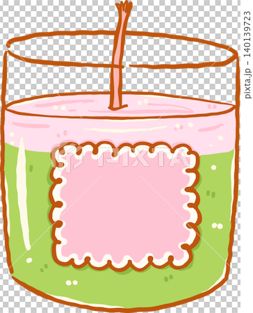 Whimsy Spilled Matcha Strawberry Candle Doodle Hand Drawn Whimsy Spilled Matcha Strawberry Candle Doodle Hand Drawn 140139723