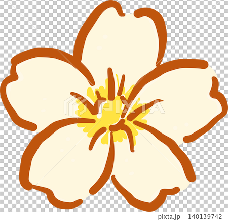 White Cherry Blossom Flower Hand Drawn Doodle White Cherry Blossom Flower Hand Drawn Doodle 140139742