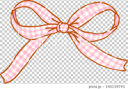 Cottagecore Pink Gingham Ribbon Bow Whimsical Hand Drawn Doodle Cottagecore Pink Gingham Ribbon Bow Whimsical Hand Drawn Doodle 140139743